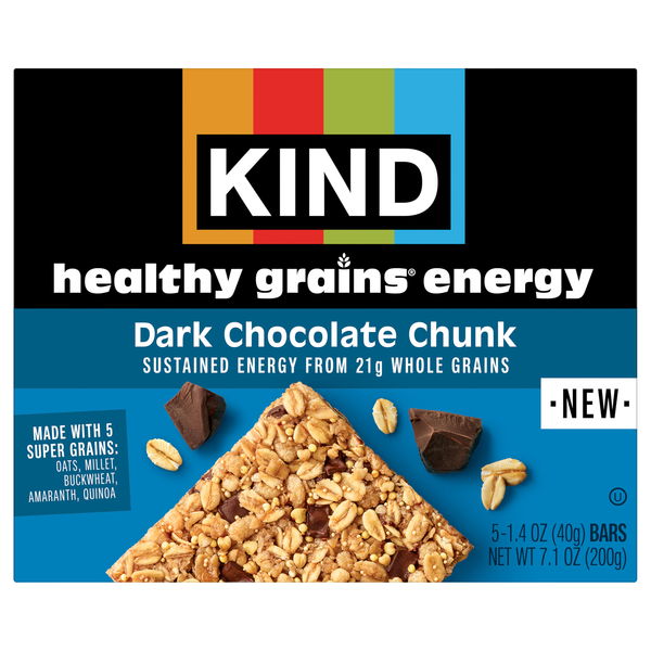 KIND Healthy Grains Gluten Free Dark Chocolate Chunk Energy Bars - 5 ct