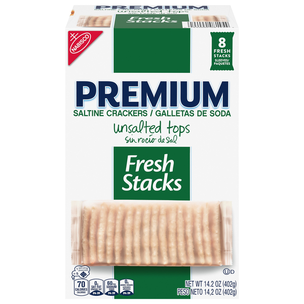 Nabisco Premium Fresh Stacks Unsalted Tops Saltine Crackers - 8 ct