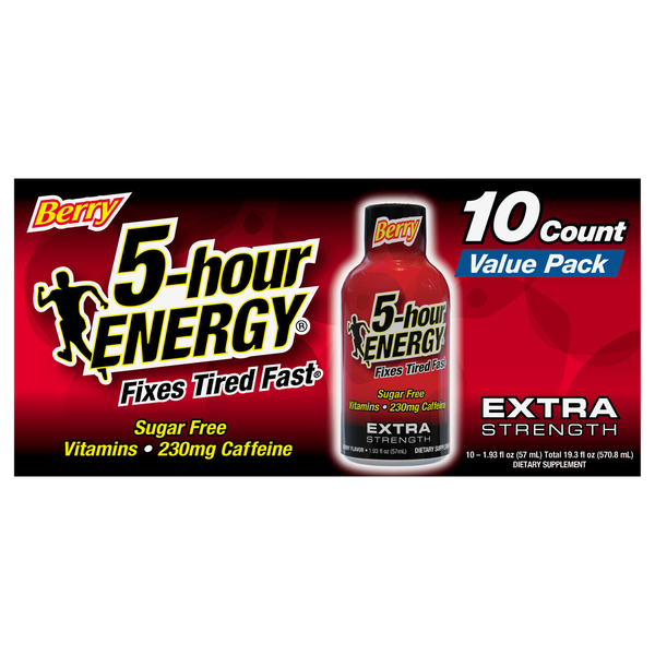 5-Hour Extra Strength Sugar Free Berry Energy Shot - 10 pk