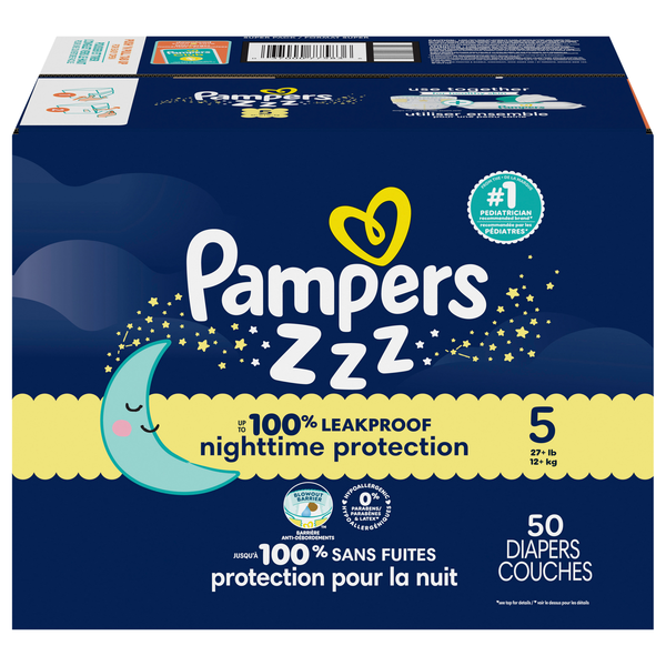 Pampers Swaddlers Overnights Size 5 Baby Diapers 27+ lb