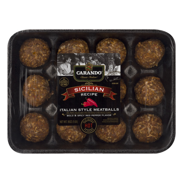Save on Carando Sicilian Italian Style Meatballs Hot 12 ct Order