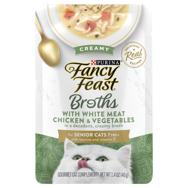Fancy Feast Broths Creamy w/White Meat Chicken & Veg Cat Food Complement