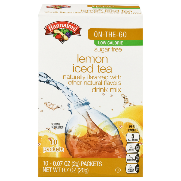 Hannaford Sugar Free Lemon Iced Tea On-The-Go Drink Mix Packets - 10 ct