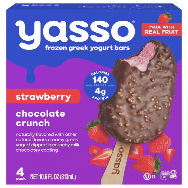 Yasso Strawberry Chocolate Crunch Greek Yogurt Bars - 4 ct