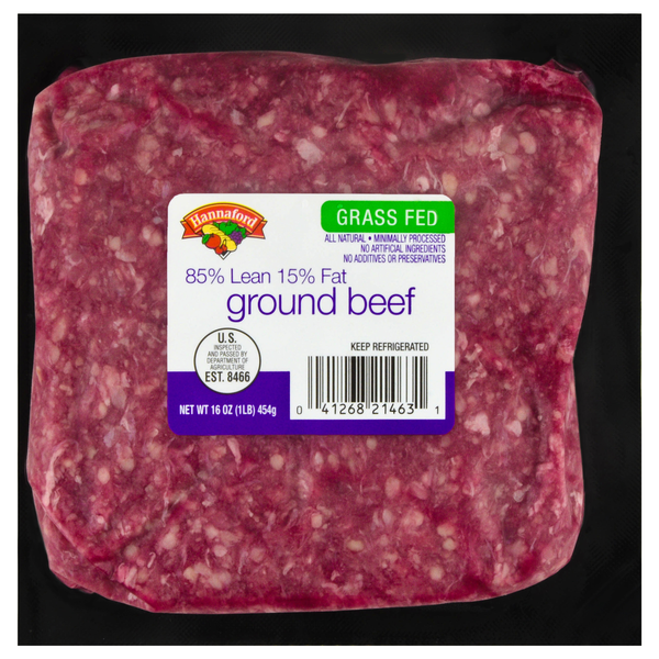 Hannaford Grass-fed 85% Lean 15% Fat Ground Beef Fresh
