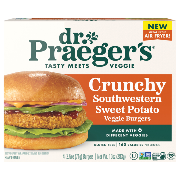 Dr. Praeger's Crunchy Southwestern Sweet Potato Veggie Burgers - 4 ct