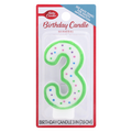 Betty Crocker Green with Dots Numeral Birthday Candle #3