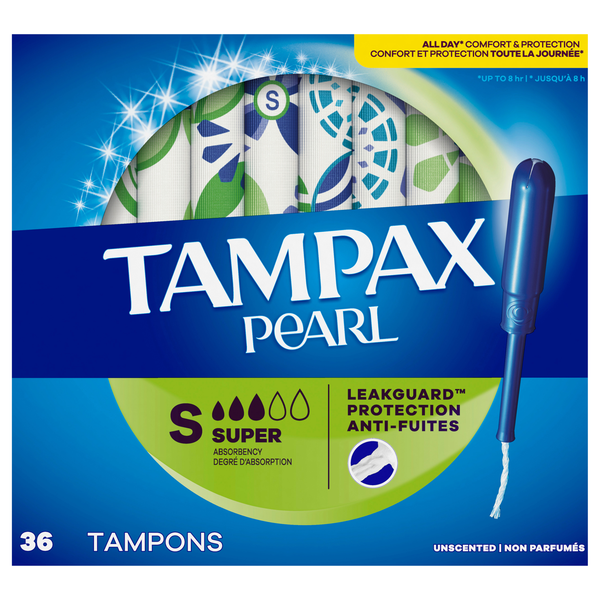 Tampax Pearl Unscented Super Tampons