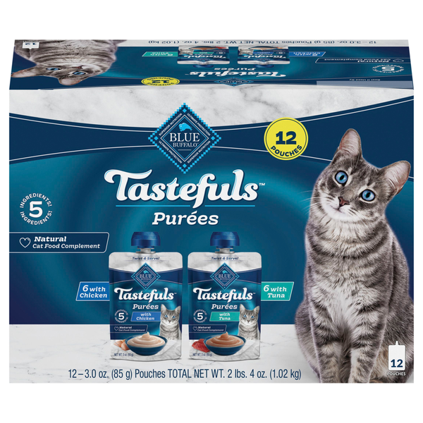 Blue Buffalo Tastefuls Chicken/Tuna Purees Cat Food Compliment - 12 ct