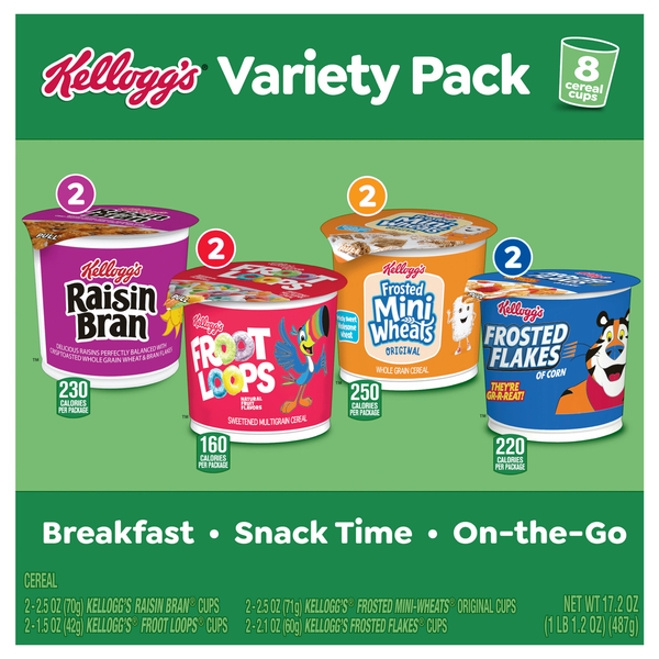 Kellogg's Cereal Cup Variety Pack - 8 ct