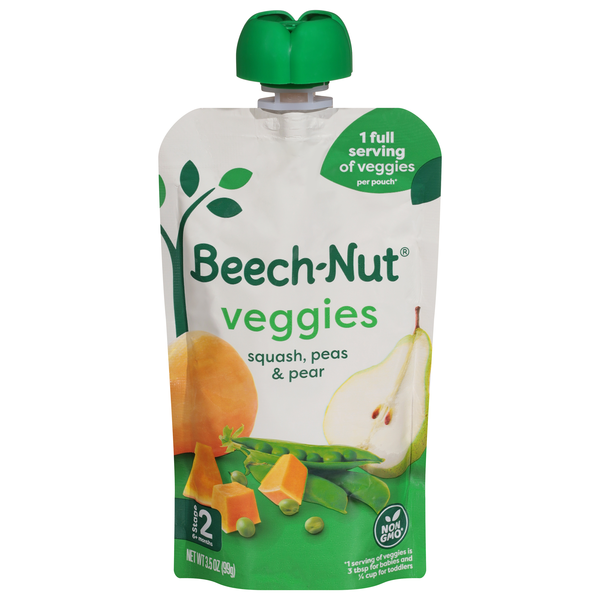 Beech-Nut Veggies Stage 2 Baby Food Squash Peas & Pears