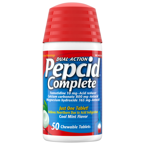 Pepcid Complete Acid Reducer + Antacid Cool Mint Famotidine Chew Tablets