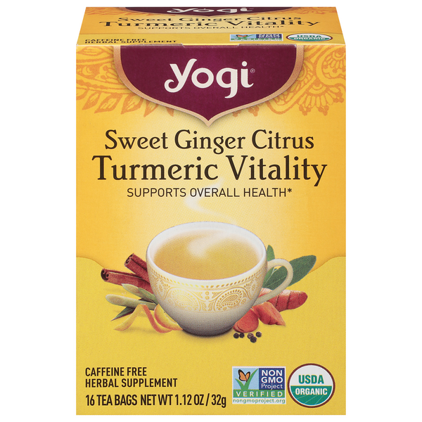 Yogi Organic Caffeine Free Turmeric Vitality Herbal Tea Bags