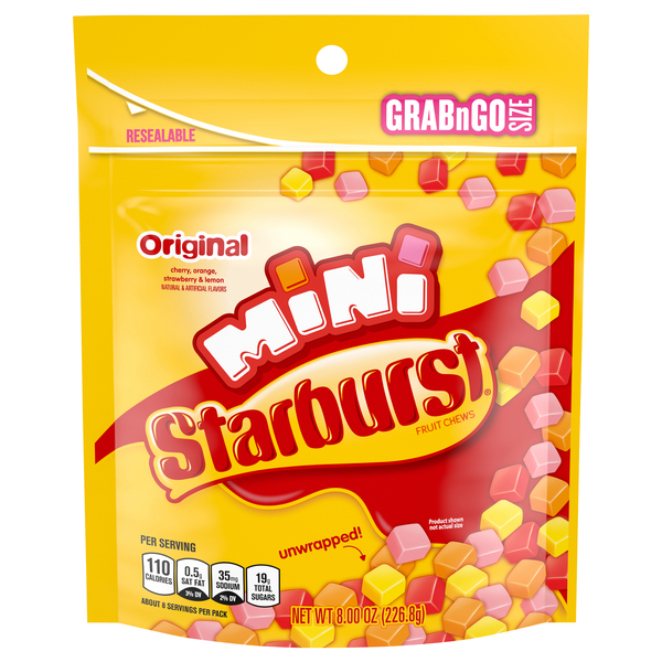 Starburst Original Mini Fruit Chews Candy Unwrapped Grab & Go Size
