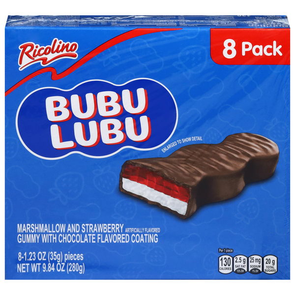 Ricolino Bubu Lubu Marshmallow & Strawberry Gummy Candy - 8 ct