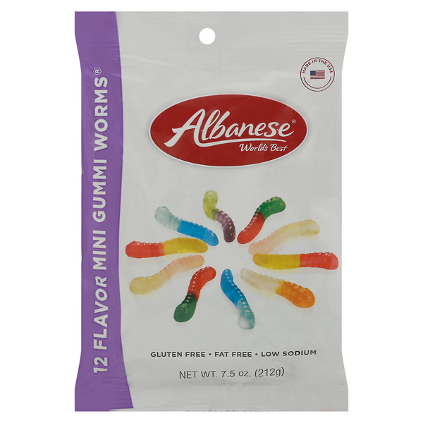 Albanese Gluten Free 12 Flavor Mini Gummi Worms Candy