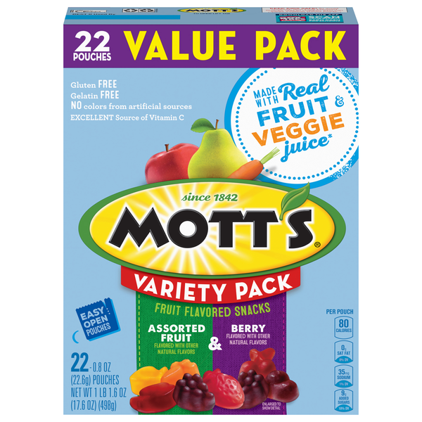 Mott's Gluten Free Assorted Fruit & Berry Fruit Snack - 22 ct
