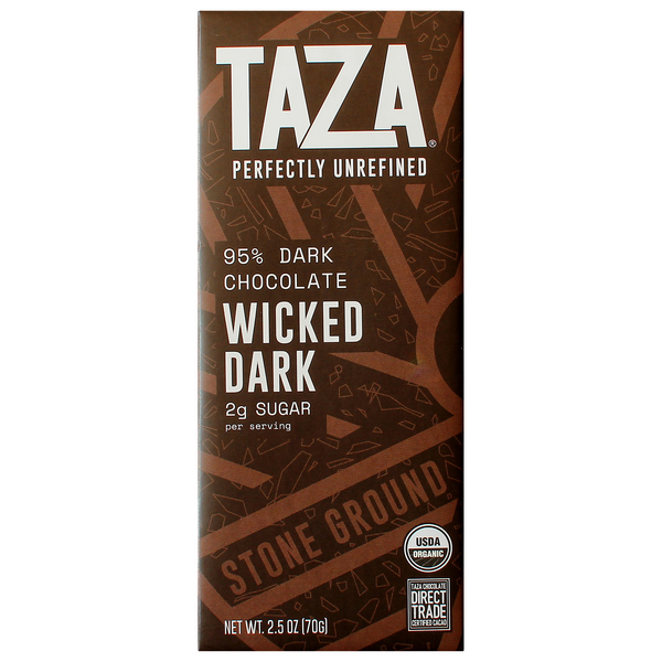 Taza Organic Wicked Dark Dairy Free 95% Dark Chocolate Candy Bar