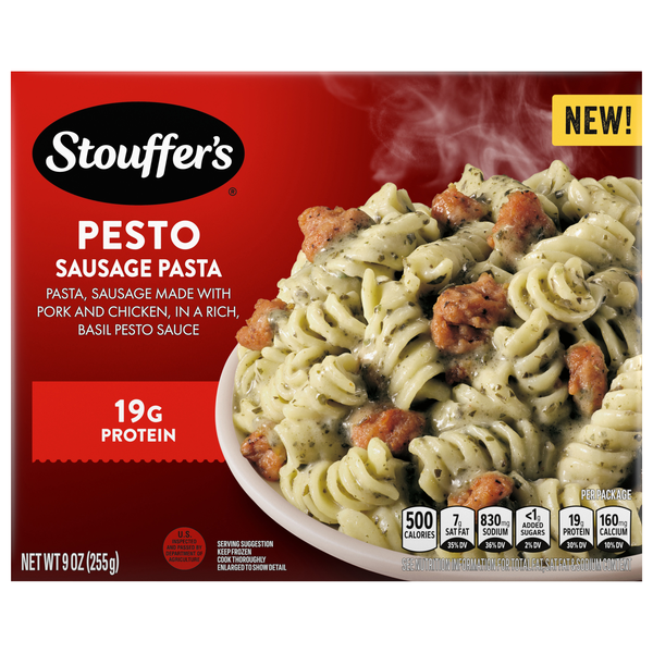 Stouffer's Pesto Sausage Pasta 19g Protein Frozen Meal