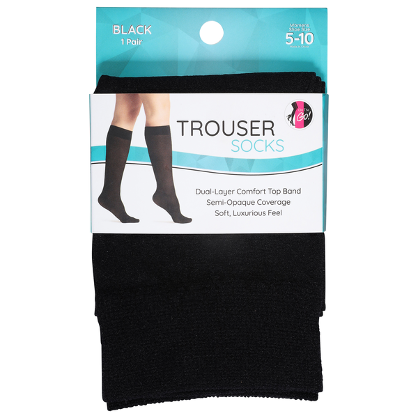 On the Go! Women's Trouser Socks Size 5-10 Black