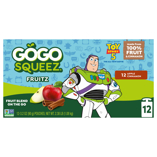 GoGo squeeZ Apple Cinnamon Applesauce Pouches - 12 ct