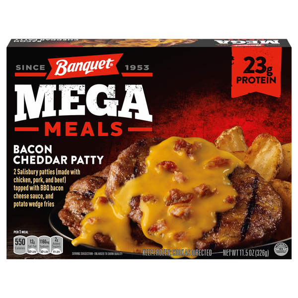 Banquet MEGA Bacon Cheddar Patty Protein Frozen Meal