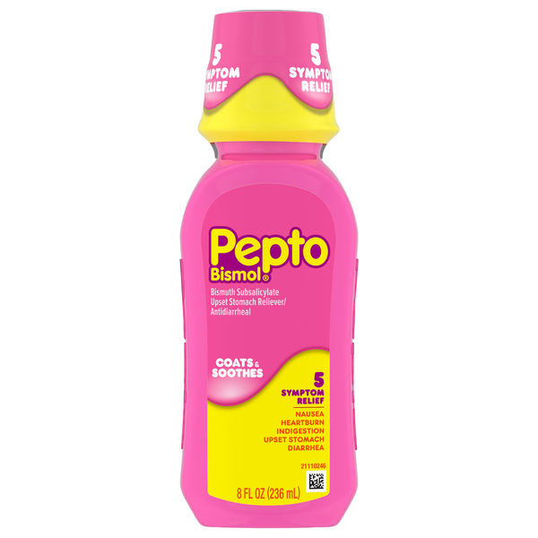 Pepto Bismol 5 Symptom Upset Stomach Reliever/Antidiarrheal Liquid