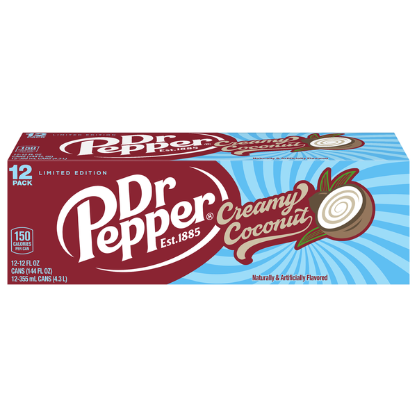 Dr Pepper Creamy Coconut Soda - 12 pk
