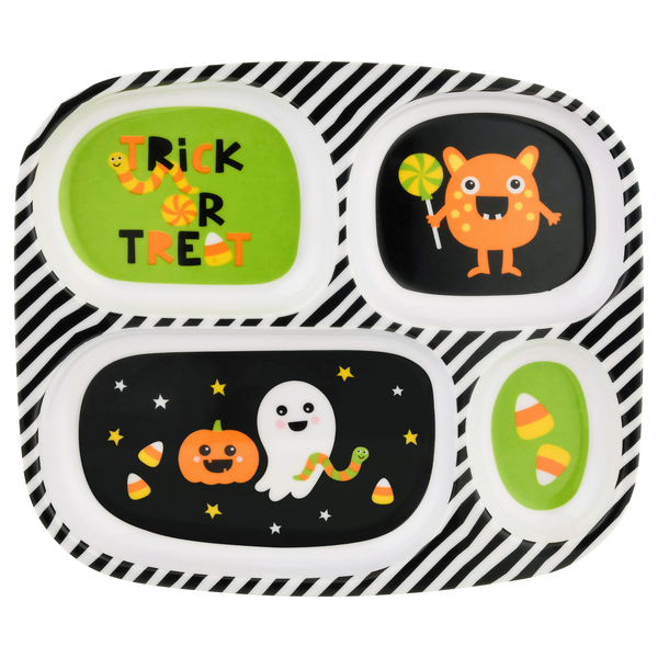 Smart Living Halloween Divided Plate Trick or Treat Stripes