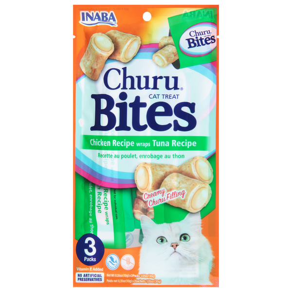 Inaba Chura Bites Chicken Recipe Wraps with Tuna Cat Treats - 3 ct