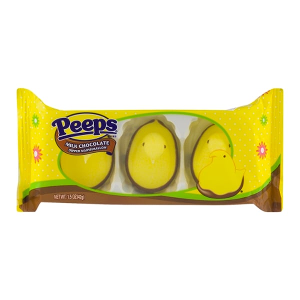 PEEPS Marshmallow Yellow Chicks Milk Chocolate Dipped Easter Candy - 3 ct