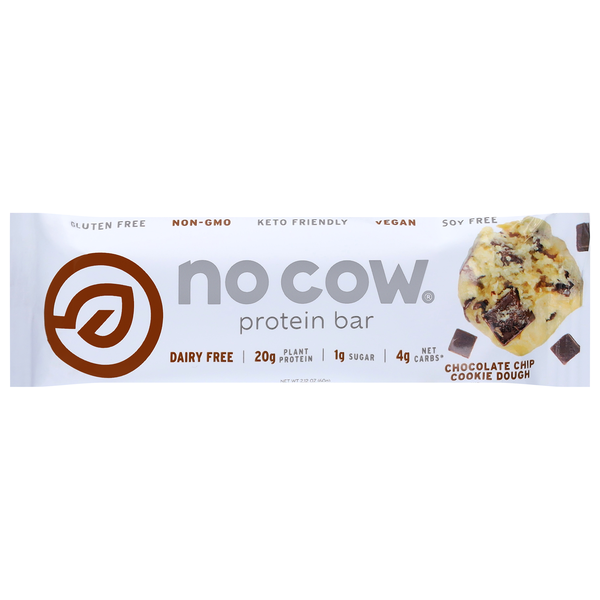 No Cow Dairy Free Chocolate Chip Cookie Dough 21g Plant Protein Bar