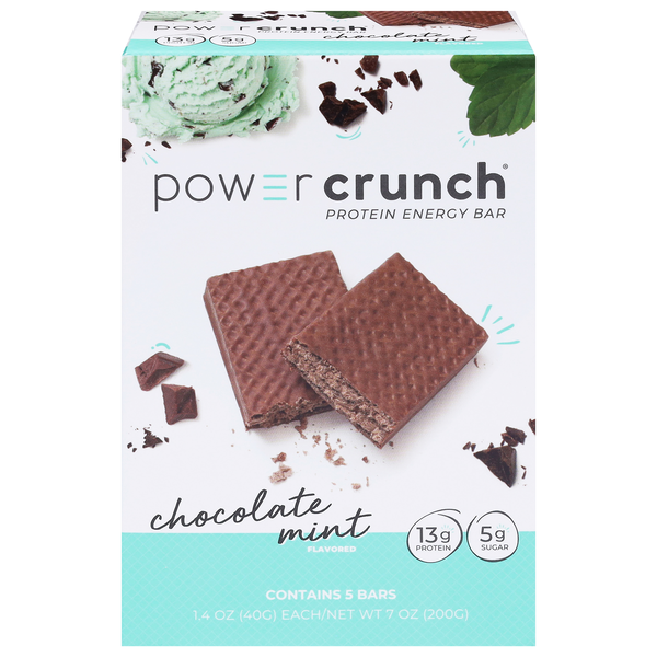 Power Crunch Chocolate Mint 13g Protein Energy Bars - 5 ct