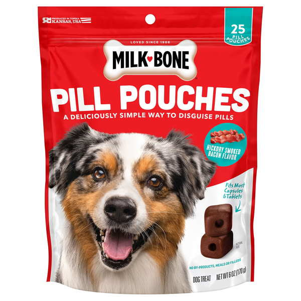 Milk-Bone Pill Pouches Hickory Smoked Bacon Dog Treats - 25 ct