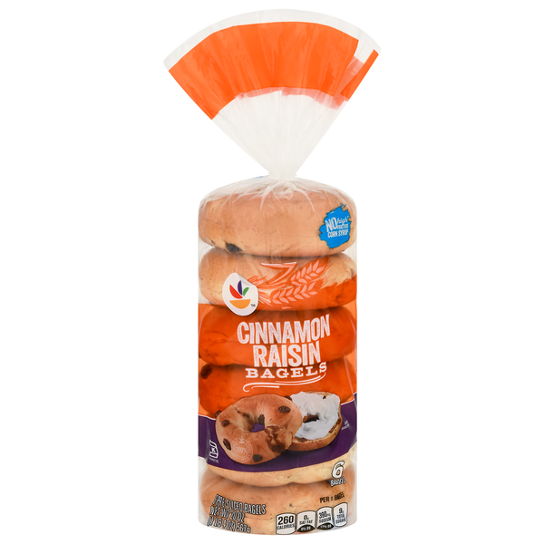 Our Brand Cinnamon Raisin Pre-Sliced Bagels - 6 ct