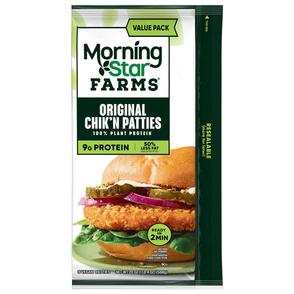 MorningStar Farms Plant Based Original Chik'n Patties - 8 ct Frozen