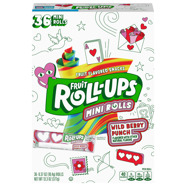 Fruit Roll-Ups Mini Rolls Wildberry Punch Valentine - 36 ct