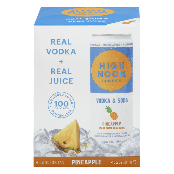 High Noon Sun Sips Vodka & Soda Pineapple - 4 pk