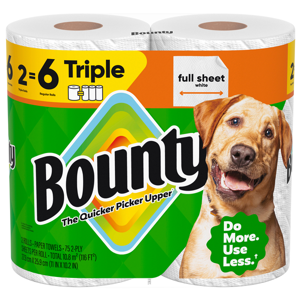 Bounty Full Sheet White Triple Roll Paper Towels - 2 ct