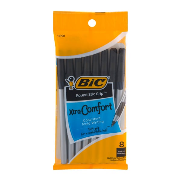 BIC Ultra Round Stic Grip Ball Pens Black