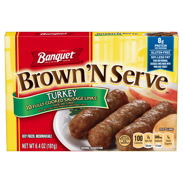 Banquet Brown 'N Serve Turkey Breakfast Sausage Links - 10 ct Frozen