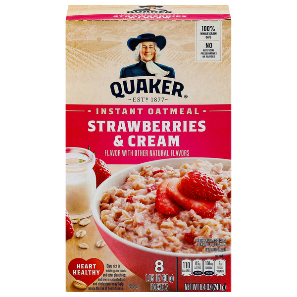 Quaker Strawberries & Cream Instant Oatmeal - 8 ct