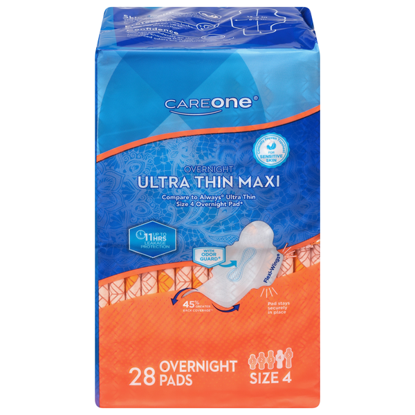 CareOne Overnight Ultra Thin Maxi Pads with Wings