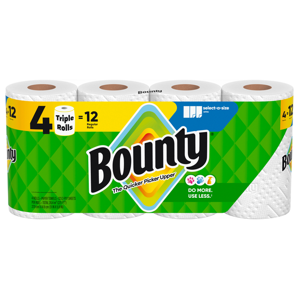 Bounty Select-A-Size White Triple Rolls Paper Towels - 4 ct
