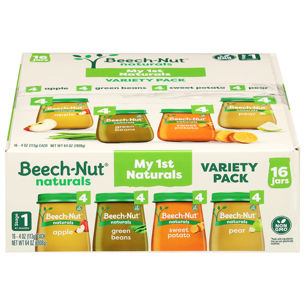 Beech-Nut Naturals Stage 1 Baby Food Fruit & Vegetables Variety Pack 16 ct