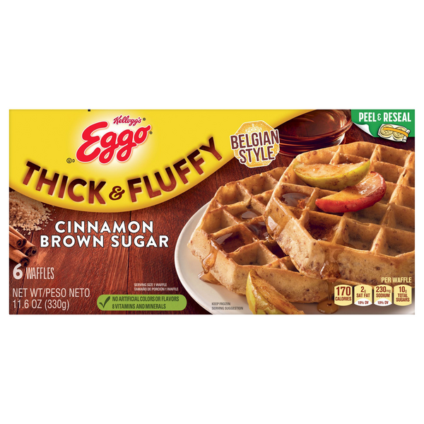 Save on Eggo Thick & Fluffy Cinnamon Brown Sugar Belgian Waffles 6 ct