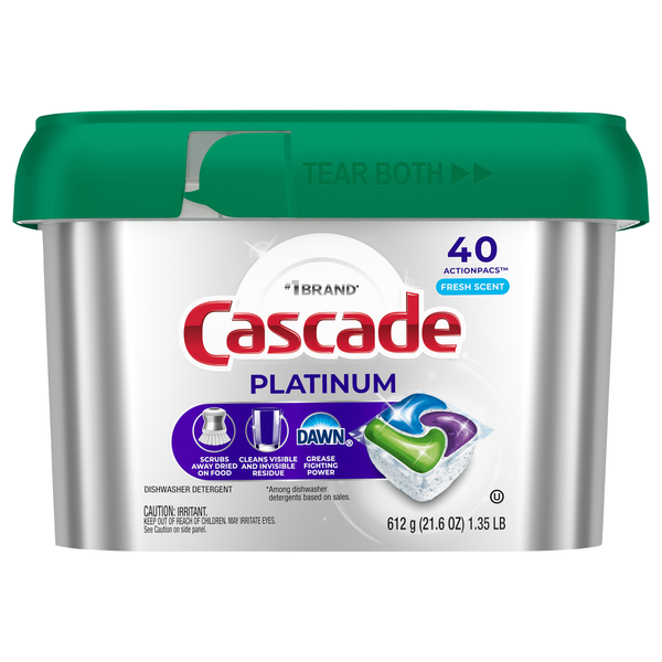 Cascade Platinum Dawn Fresh Scent Dishwasher Detergent ActionPacs - 40 ct