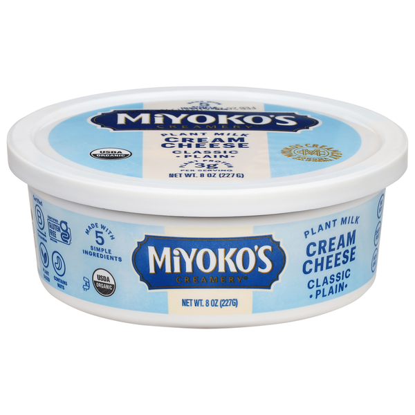 Miyoko's Organic Plant Milk Vegan Classic Plain Cream Cheese Spread
