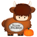 Smart Living Harvest Wood Decor Highland Cow Welcome Friends