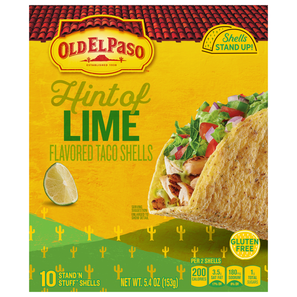 Old El Paso Stand 'N Stuff White Corn Taco Shells w/Hint of Lime - 10 ct